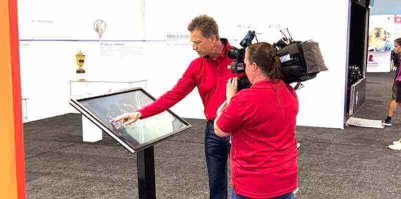 Recording oral history interview for school archive